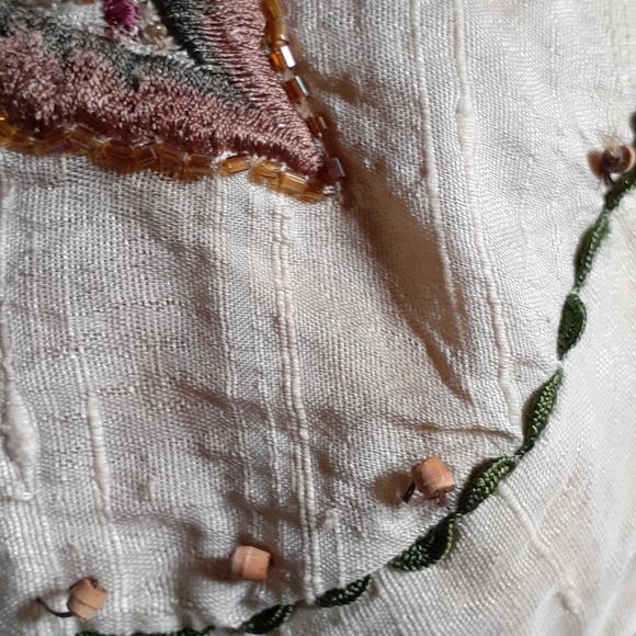 Vintage Cane Handle Hand Bag with front & rear embroidery detailing - Picture 11 of 11